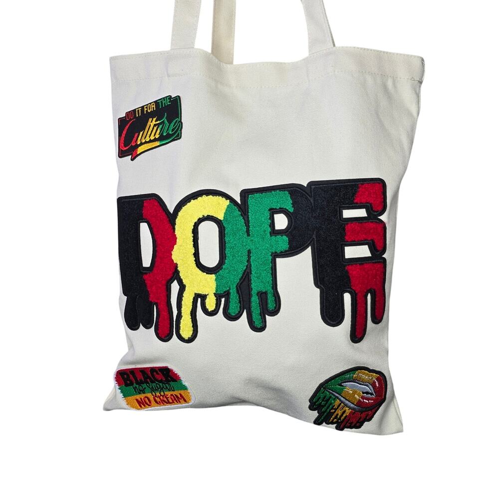 Unapologetically Dope Cream Canvas Shoppers  Tote